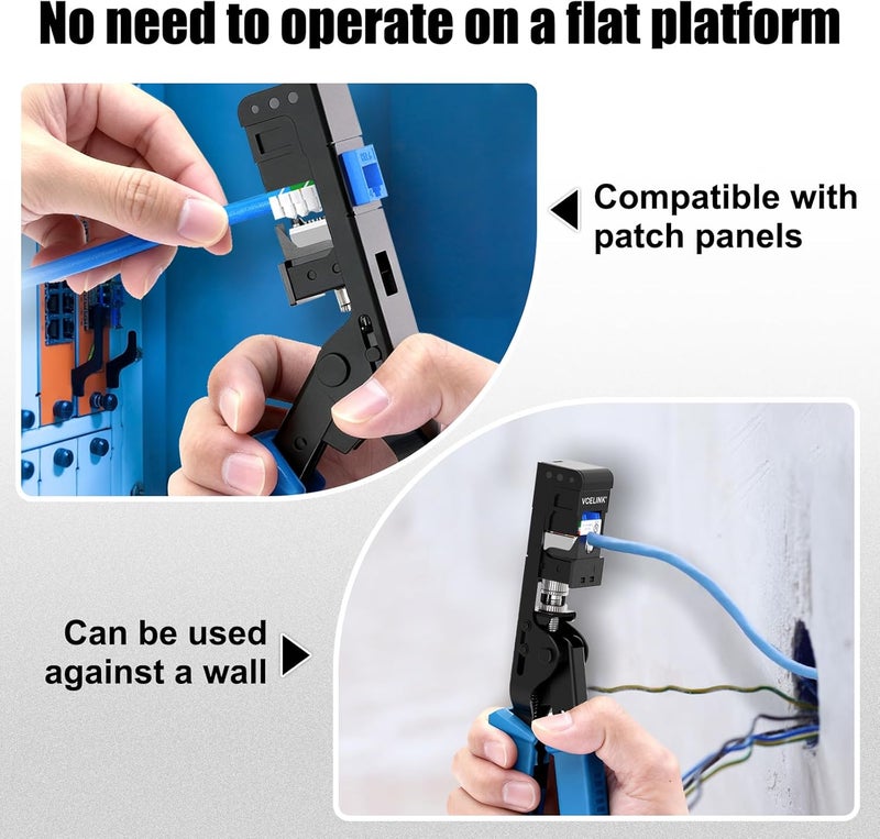 VCELINK Speed Termination Tool for VCE 90-Degree Keystone Jacks Punch Down Network Tool Kit with 20-Pack CAT6 Keystone Jacks UL-Listed, 25-Pack RJ45 Connectors, 1-Pack Mini Wire Stripper - Image 2